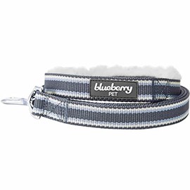 Blueberry Pet Multi-Colored Stripe Fleece Padded Dog Leash with Soft & Comfortable Handle, 5 ft x 5/8", Grey, Small, Leashes for Dogs