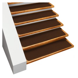 House, Home and More Set of 12 Skid-Resistant Carpet Stair Treads - Chocolate Brown - 8 Inches X 23.5 Inches