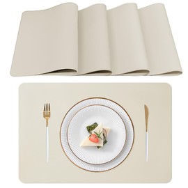 Lumaca Washable Placemats, Set of 4 Placemats, Washable, Place Mats, Heat Resistant, Non-Slip, for Kitchen Table and Restaurant, Beige
