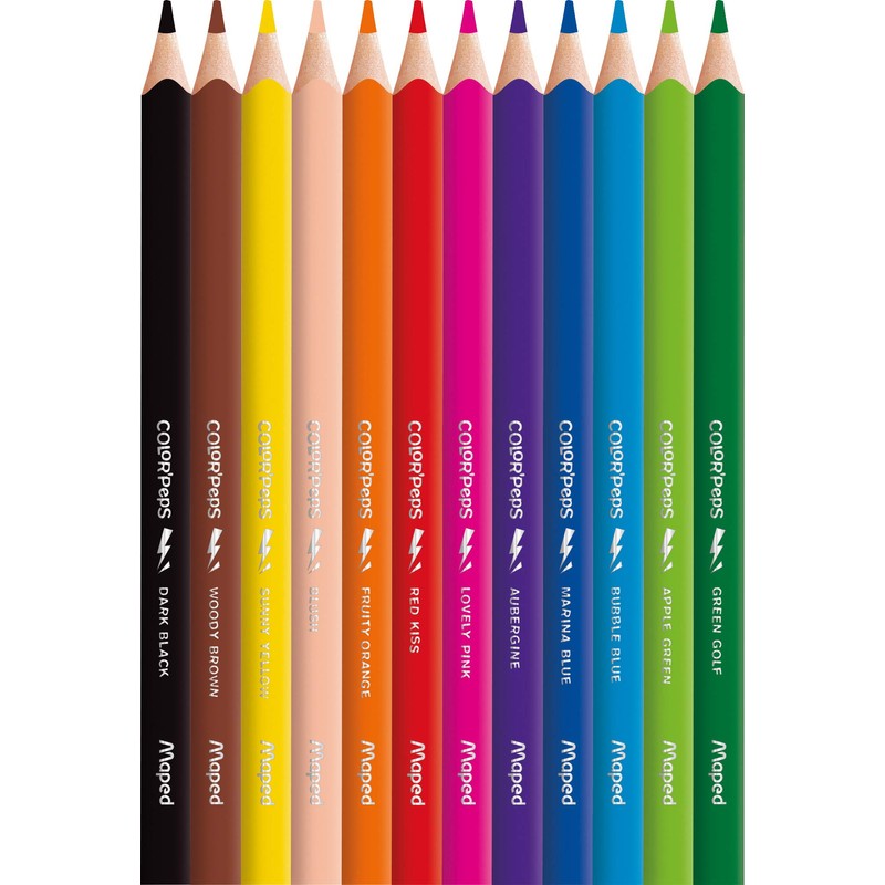 Maped - Ergonomic Triangular Colouring Pencils, Colour'Peps Strong Jumbo -