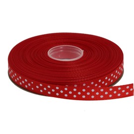 DXEUD Polka Dot Grosgrain Ribbon 25 Yard Each Roll 100% Polyester (3/8", Red)