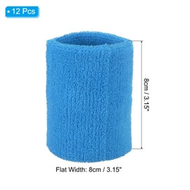 PATIKIL 12pcs 8x8cm Sports Wristbands Coton Terry Cloth Sweat Absorbing Bands for Tennis Basketball Training Athletic Running Dark Blue