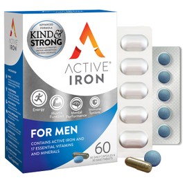 Active Iron for Men | 30 Iron Tablets & 30 Multivitamin Tablets | Iron Supplement with Zinc, Vitamin C, D and High Dose B Vitamins | 1-Month Supply