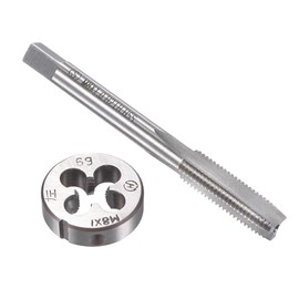 uxcell M8 x 1mm Metric Left Hand Tap and Die Set, Machine Thread Screw Tap with Round Threading Die, Tap & Die Kit for Nut Screw Bolt Thread Repair