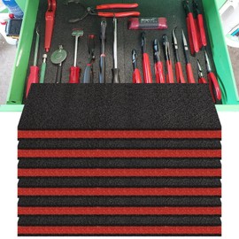 6 Pack Tool Box Foam Inserts for Cases,Tool Box Liner Polyethylene Sheets, Toolbox Kaizen Organizer and Storage Shadow(18 x 12 x 1 Inch,Red, Black) (6 Pcs Foam)