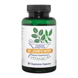 Vitanica St. John's Wort Capsules - Non-GMO Potent 0.3% (900mcg) Hypericin, Saint Johns Wort for Mood, Emotional & PMS Support, Vegan Supplement, 90 Count (St. John's Wort Pro Logo)
