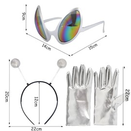 Yi'antai Alien Headband, Alice Band, Alien Glasses, Alien Glasses with Silver Gloves, Headband Alien, Alien Costume Accessory