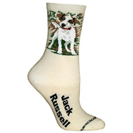 Wheel House Designs Jack Russell Natural Large Cotton Socks