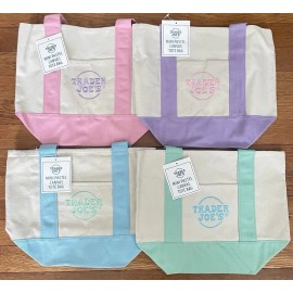Trader Joe's Pastel Mini Canvas Tote Bags 2025 LIMITED EDITION NWT LOT OF 4