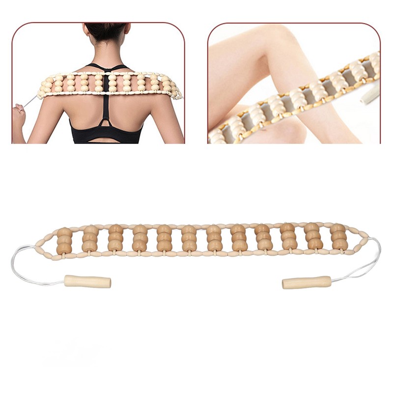 Back Massager Roller Rope Wood Back Roller Massage Manual Relief