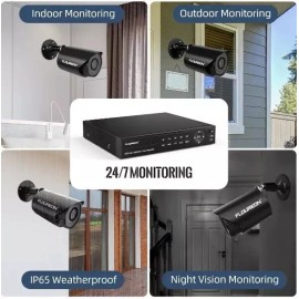 Floureon Security Camera NTSC System 4 AHD Cameras, 1080P, 8CH DVR