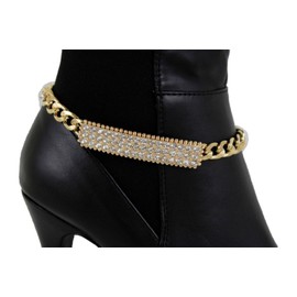 Unbranded Women Boot Bracelet Anklet Gold Chain Metal Shoe Bling Long Plate Fancy Charm