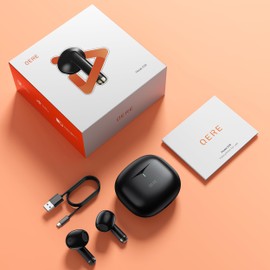 QERE True HiFi Stereo IPX5 Waterproof In-Ear TWS Headset Earbuds 5.3 Bluetooth Low Latency Earphones (Black)
