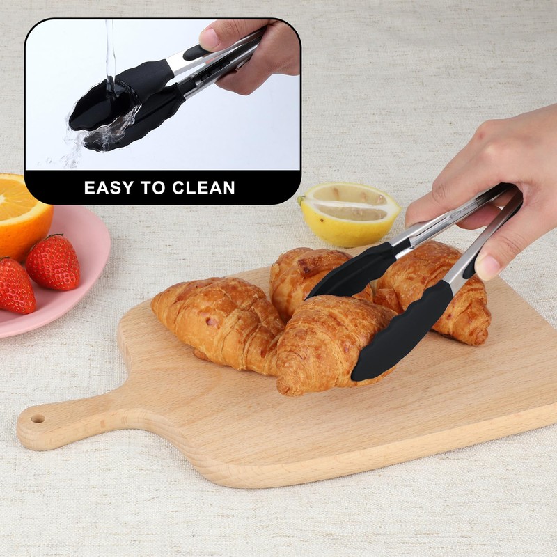 Hotec Mini Silicone Kitchen Tongs for Cooking - 7-Inch Small