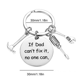 IUDWCG 1 Piece Hammer Wrench Screwdriver Key Ring Gift for Dad's Birthday Dad's Keychain Gift Ideas Father Holiday Gift from Daughter and Son, silver