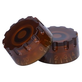 XIYANGJUAN 4pcs Knurled Metric Brown Electric Guitar Knobs Amber Speed Control Volume Tone Knobs for PRS LP SG Les Paul Guitar Accessories (Brown)