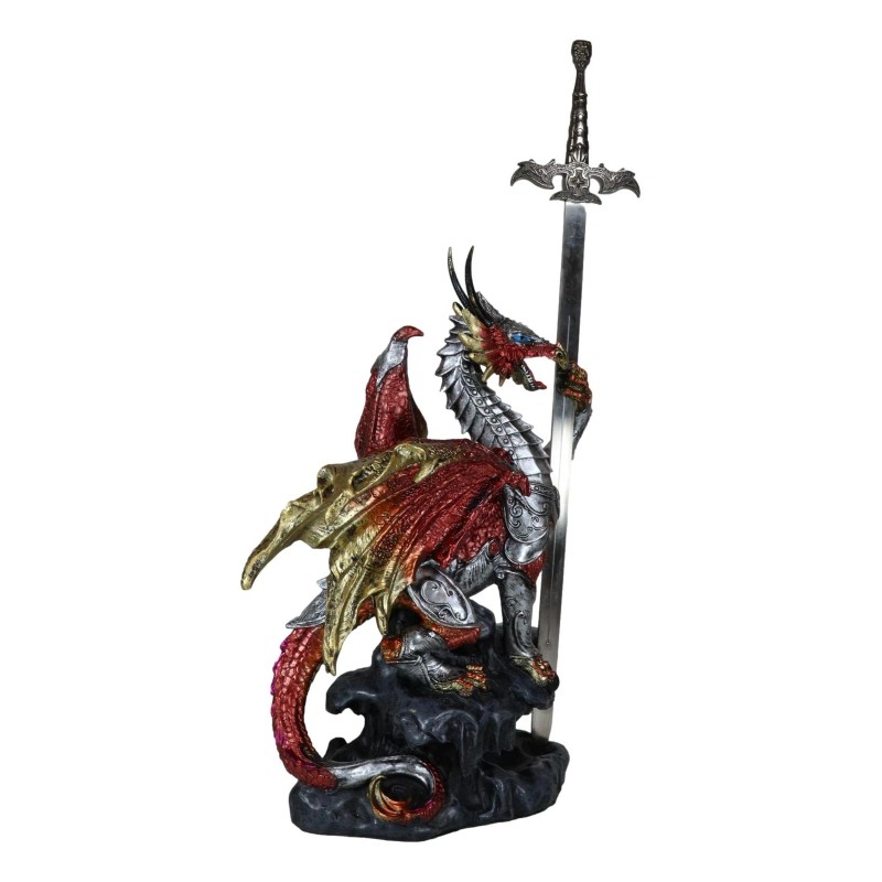 Red King's Knight Armored Dragon With Gothic Skull Sword Letter
