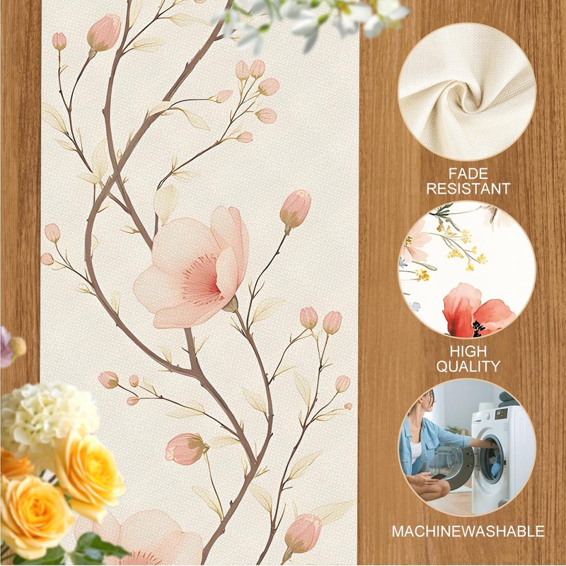 ANNA QUEEN Floral Table Runner and Placemats Set of 6,