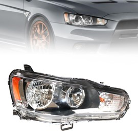 QUSKLISU Front Headlight, for Mitsubishi Lancer 2008-2017 Halogen Headlights, Right Side Head Lamp Direct Replacement Assembly (Right Passenger Side)
