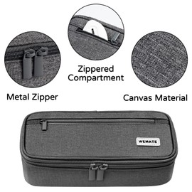 WEMATE Large Pencil Case Aesthetic,Big Capacity Canvas Pencil Pouch with Zipper, Pencil Case for Women & Men, Marker Pen Case,Portable Stationery Pencil Bag for Office Grey
