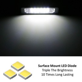 iJDMTOY OEM-Fit 3W Full LED License Plate Light Kit Compatible With Ford 2011-14 Mustang, 2009-18 Flex, 2008-17 Focus, Powered by 18-SMD Xenon White LED Diodes