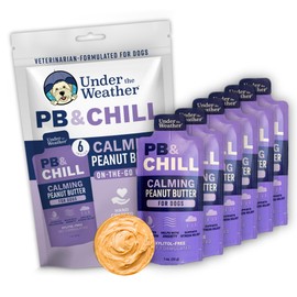 Under the Weather Pet PB & CHILL Dog Peanut Butter Dog Treats | Vet-Formulated 100% Natural and Tasty Calming Treats for Dogs | Promotes Calmness and Relieves Anxiety for Dogs | 1 Oz - Pack of 6