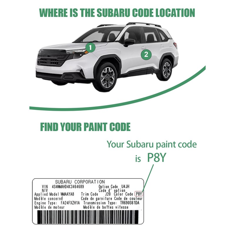 K1X Crystal White Pearl Tricoat Touch Up Paint for Subaru,