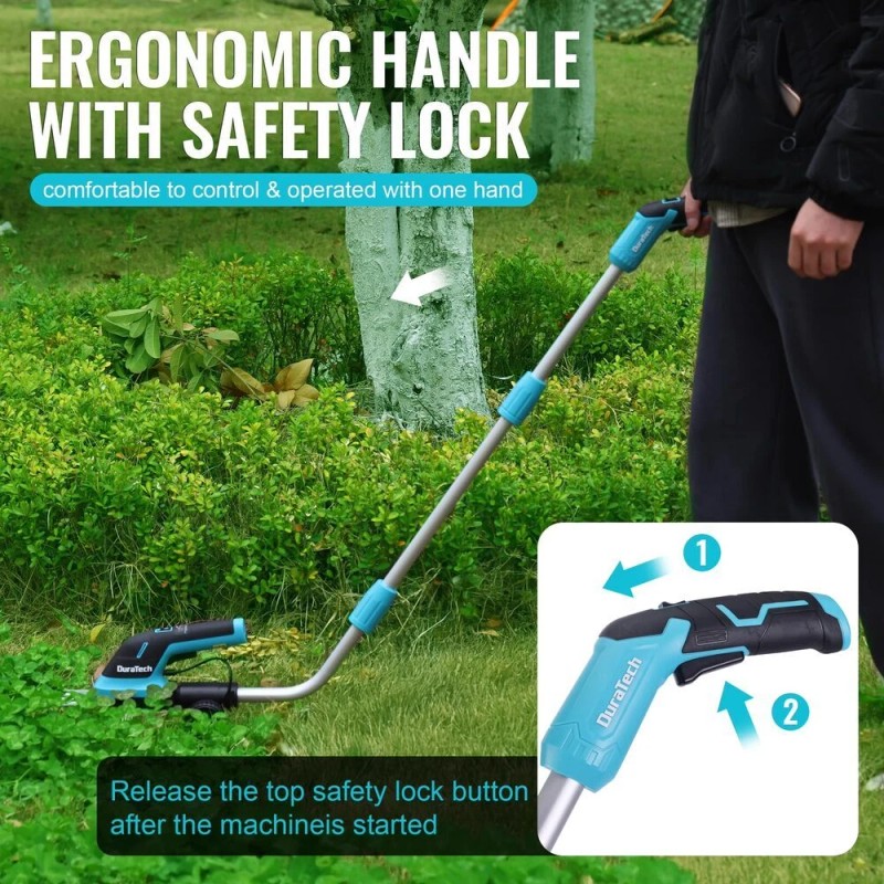 DURATECH 3.6V 3-in-1 Handheld Electric Cordless Hedge Trimmer for Garden,