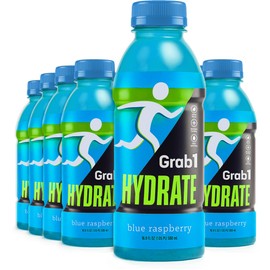Grab1 Blue Raspberry Hydrate Electrolyte Sports Drink, 16.9 fl oz (12 Pack) | Essential Electrolytes | Thirst-Quenching Hydration