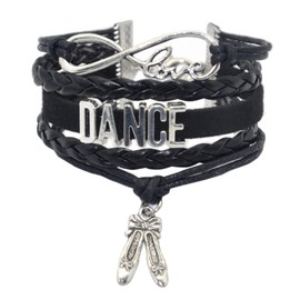 HHHbeauty Dance Bracelet Dancing - Infinity love Belly Ballroom Just Dance Charm Bracelet Dancer Gifts For Dancer, Dance Mom, Dance Teacher, Dance Lovers ((Black)
