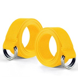 Clocean - Cinturón de fútbol con dos anillos en D de acero inoxidable de 52 pies, para hombres, mujeres, niños, jóvenes y niñas, Amarillo, Talla única