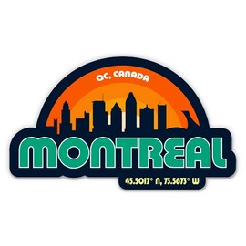 Squiddy Montreal Quebec Canada City Skyline - Vinyl Sticker Decal for Phone, Laptop, Water Bottle (3" Wide)