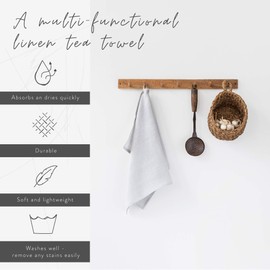 MagicLinen Linen Tea Towel - Linen Kitchen and Dish Towel - Linen Cloth - Hand Towel - Set of 3 - Woodrose Colour