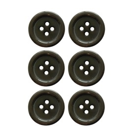 Haoa Buttons, 4 Hole Buttons, Suit Buttons, Resin Buttons, Glossy, Dressmaking, Crafts, Diameter, 0.6 inches (15 mm), Set of 6 (Dark Green)