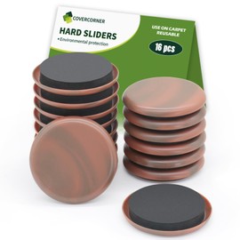 COVERCORNER Furniture Sliders for Carpet 16 PCS - 2 1/2 inch Furniture Moving Slider Chair Legs Floors Protectors Furniture Movers Sliders – Move Your Furniture Easy & Safely(for Carpet) Brown Coffee