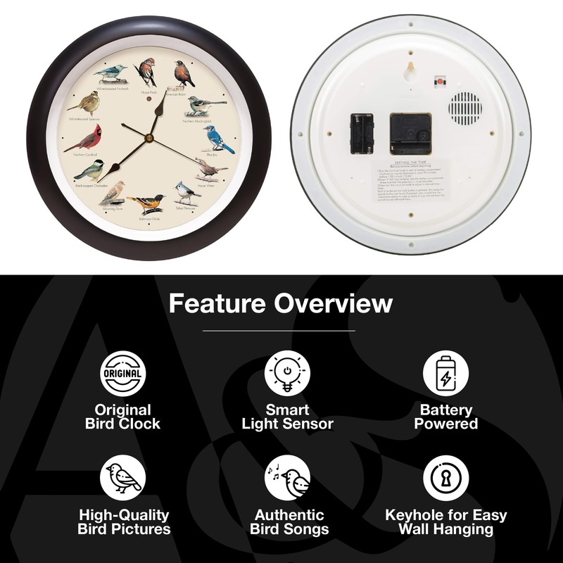 Mark Feldstein, The Original Singing Bird Wall Clock, 13 Inch,