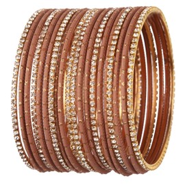 Efulgenz Rhinestone Bangles Crystal Bangles for Women Indian Bollywood Bangle Set Indian Wedding Bangles Rhinestone CZ Plain Metal Bracelet Bangle Jewelry for Women