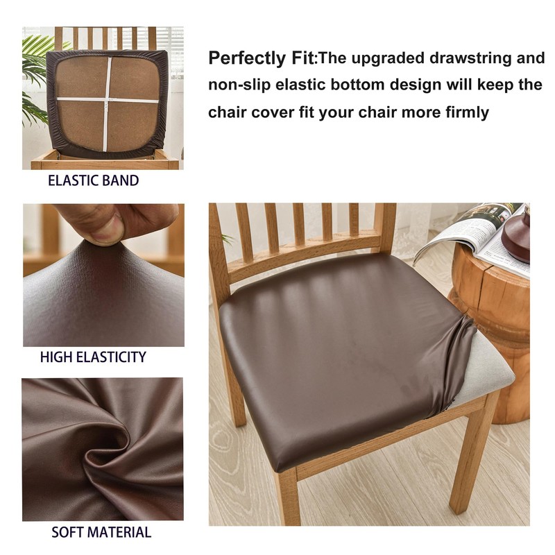 Kozuoan Dining Chair Covers, PU Waterproof Removable Dining Chair Covers,