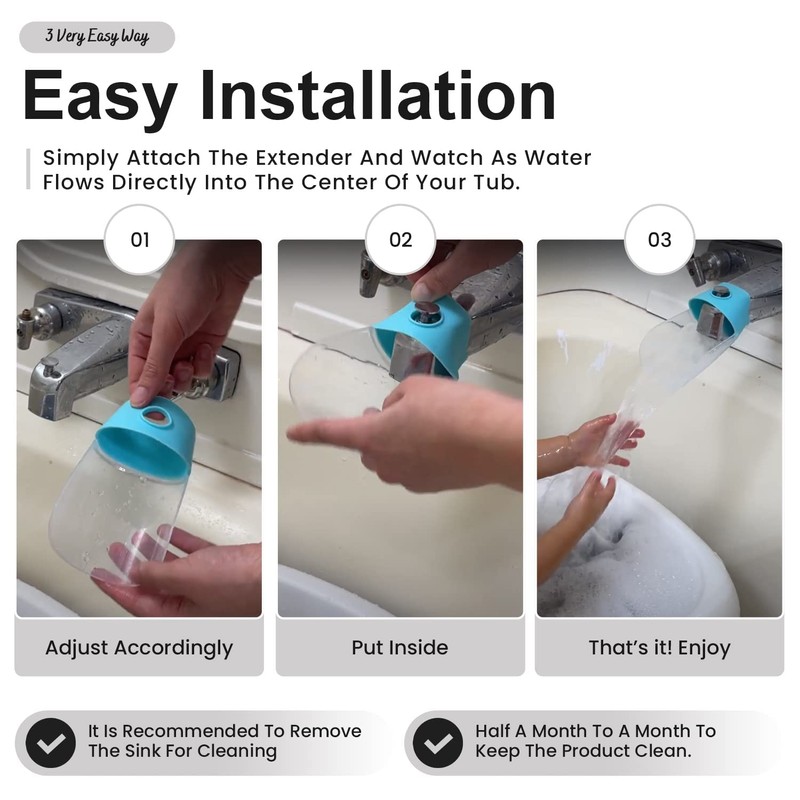 Bath Helper - Bath Tub Faucet Extender - Guides Water