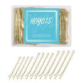 HOYOLS Gold Bobby Pins for Hair, 150 PCS in 3 Sizes (1.9", 2.4", 2.7") for Women Girls, Blonde Hair Pins for Bun, Updo & Styling (Gold)