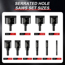 REKCKRUL 10 PCS Diamond Hole Saw Set, Serrated Brazing Tile Drill Bits Kit – Professional Core Drill Bits for Ceramic, Glass, Tile, Granite, and Marble