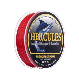 HERCULES Braided Fishing Line, Not Fade, 109 Yards PE Lines, 4 Strands Multifilament Fish Line, 70lb Test for Saltwater and Freshwater, Abrasion Resistant, Red, 70lb, 100m
