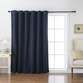 Best Home Fashion Wide Width Thermal Insulated Blackout Curtain - Antique Bronze Grommet Top - Navy - 80" W x 108" L - (1 Panel)