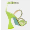 Betsey Johnson Perry Citron Neon Green Rhinestone Strappy Heels Size