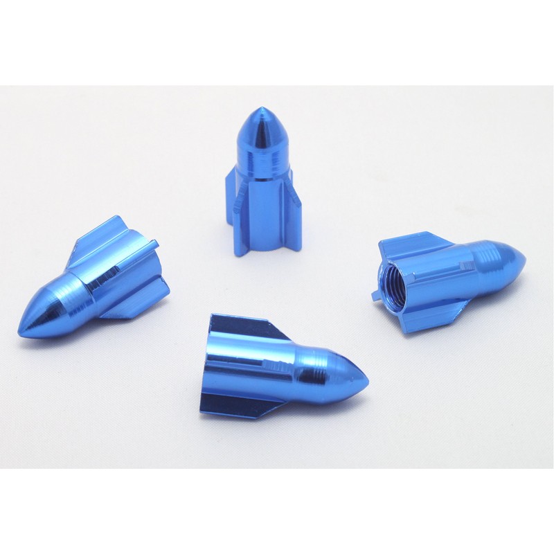 4x Simoni Racing Valve Caps Rocket Rocket Ammunition Colour Blue