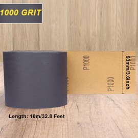 Shineboc 1000 Grit Sandpaper Roll, 3-2/3" Wide 11 Yard Wet Dry Silicon Carbide Longboard Sand Paper for Automotive Metal Wood Sanding＆Polishing