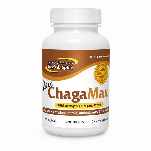 North American Herb & Spice ChagaMax - 90 Capsules - Adaptogen, Adrenal Support, Endurance & Stamina - Chaga Wild Mushroom Supplement, Whole Food Herbs - Non-GMO - 90 total servings