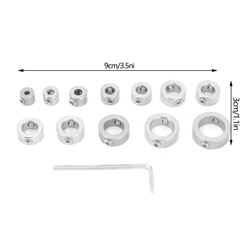 12pcs 3-16mm Stainless Steel Drill Depth Stop Bit Collar Set