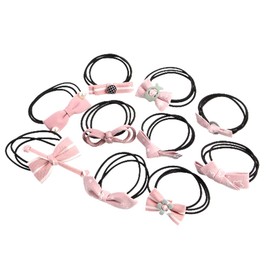 Hair Ties Set Knotted Bow Scrunchie Rubber Bands Cute Fashionable Elastic Pink 10P TPAF63353