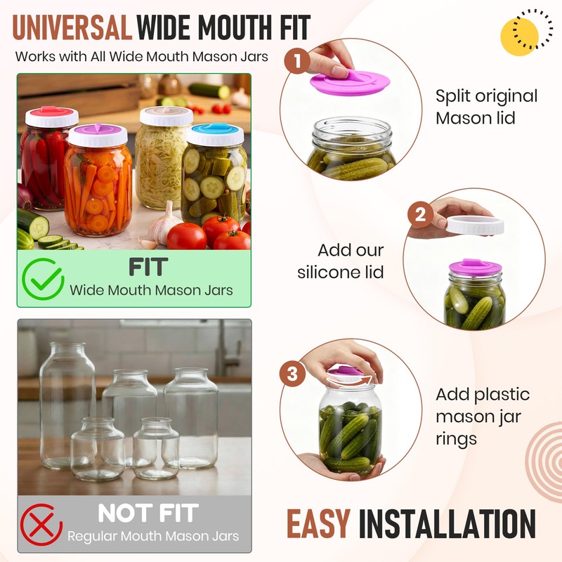 4 Pack Mason Jar Fermentation Lids with Date Dial, 4